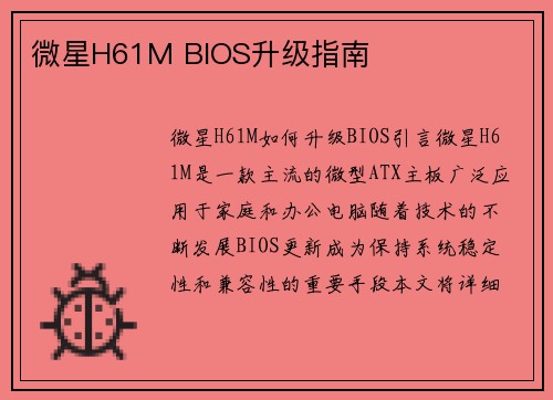微星H61M BIOS升级指南